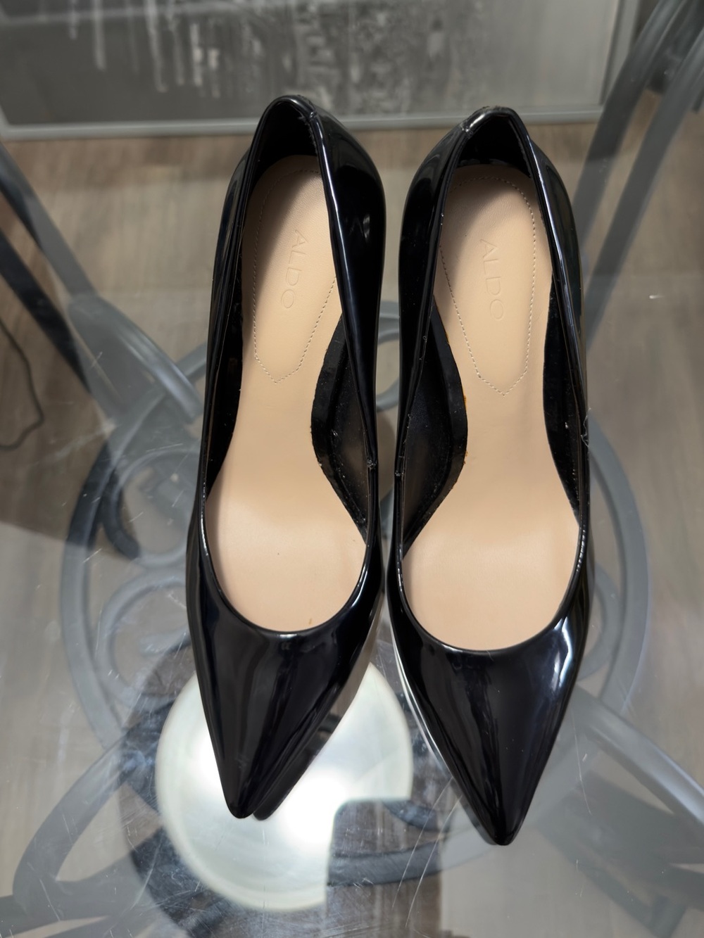 Title: ALDO Black Patent Leather Pointed Toe Stiletto Pumps 7.5
